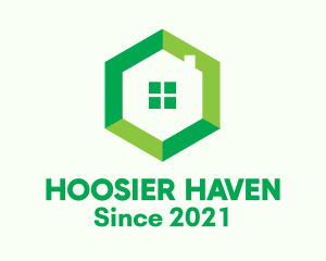 Green Hexagon Home logo design