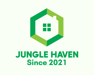 Green Hexagon Home logo design