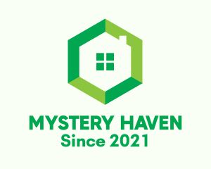 Green Hexagon Home logo design