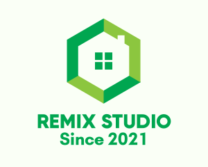 Green Hexagon Home logo design