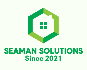 Green Hexagon Home logo design