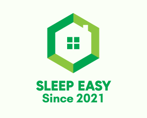 Green Hexagon Home logo design