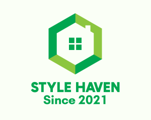 Residence - Green Hexagon Home logo design