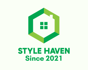 Green Hexagon Home logo design