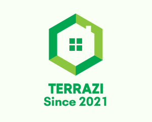 Green Hexagon Home logo design