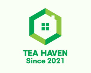 Green Hexagon Home logo design