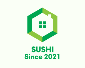 Green Hexagon Home logo design