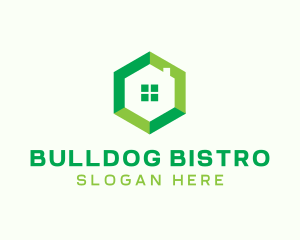 Green Hexagon Home logo design