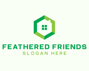 Green Hexagon Home logo design