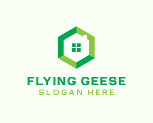 Green Hexagon Home logo design