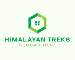 Green Hexagon Home logo design