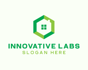 Green Hexagon Home logo design