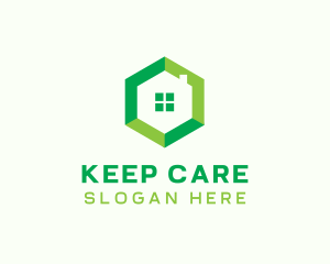 Green Hexagon Home logo design