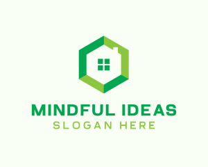 Green Hexagon Home logo design