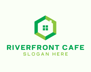 Green Hexagon Home logo design