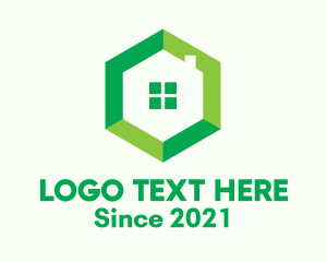 Home Builder - Green Hexagon Home logo design