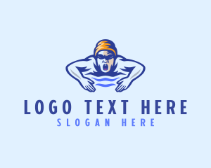 Man - Angry Olympic Swimmer logo design