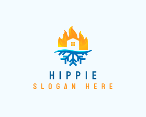 Heating - Fire Snow House logo design