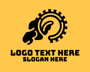 Factory - Goat Gear Cogwheel logo design