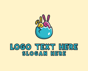 Nursery - Easter Egg Rabbits logo design