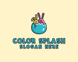 Easter Egg Rabbits  logo design