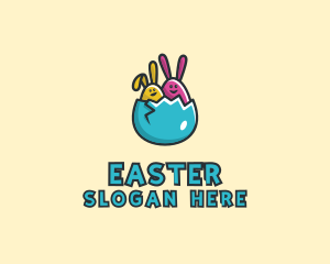 Easter Egg Rabbits  logo design