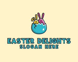 Easter - Easter Egg Rabbits logo design