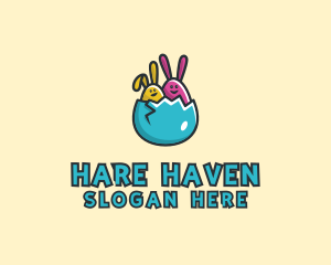 Easter Egg Rabbits  logo design