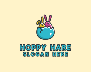 Easter Egg Rabbits  logo design