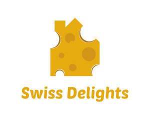 Swiss - Yellow Cheese House logo design