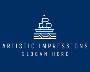 Sailing Ship Boat logo design