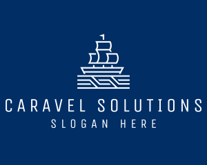 Caravel - Sailing Ship Boat logo design