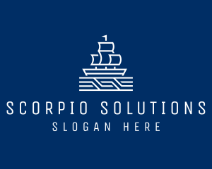 Sailing Ship Boat logo design