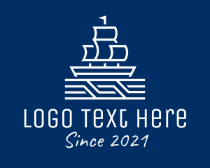 Voyage - White Ship Boat logo design