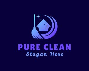 Housekeeping Broom Clean logo design