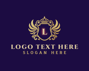 Crown - Wing Shield Luxury logo design