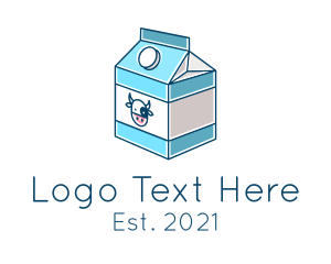 Minimart - Cow Milk Carton Box logo design