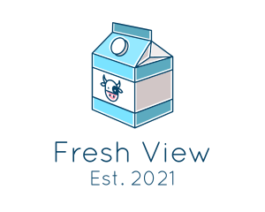 Perspective - Cow Milk Carton Box logo design