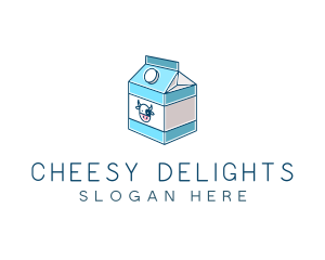 Cow Milk Carton Box logo design