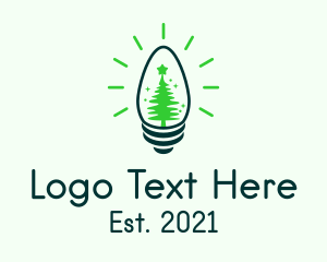 Light Bulb - Green Christmas Light logo design