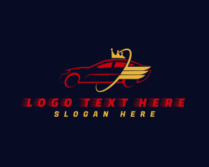 King - Fast Car Crown Wing logo design