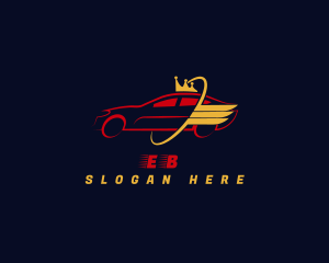 Racer - Fast Car Crown Wing logo design