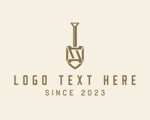 Archaeology - Construction Shovel Letter A logo design