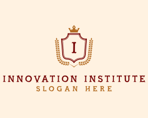 Institute - Royalty Crown Wreath logo design