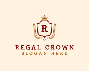 Royalty Crown Shield Wreath logo design