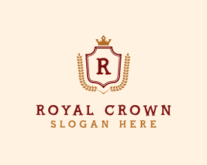 Royalty Crown Shield Wreath logo design