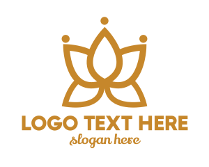 Sauna - Gold Lotus Flower logo design