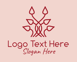 Herbal - Red Symmetrical Vines logo design