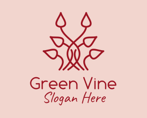 Red Symmetrical Vines logo design