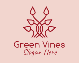 Red Symmetrical Vines logo design